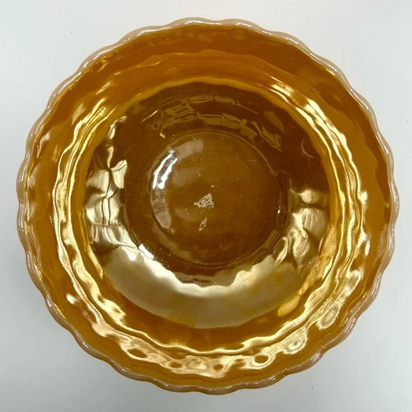 🔥👑⚓️🍑🧡🤍Fire King Anchor Hocking - Vintage Peach Lustre Large Bubble Bowl. - Picture 5 of 16